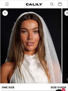 NWT Calily Two Layer Chantilly Lace Bridal Veil in Light Ivory